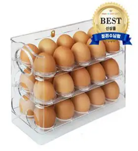 달팽이리빙 퀴진드마망 자동 오픈 계란 한판 보관함 3단 30구