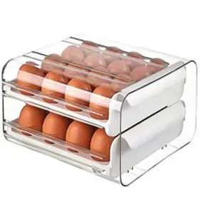 구디푸디 투명 2단 32구 보관함 냉장고 정리 에그 트레이, 화이트