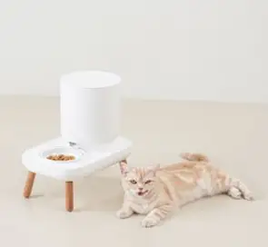 DUIT 반려동물 더 테이블 플러스 자동급식기 + 그릇 M + 우드 긴 다리 세트, 혼합색상