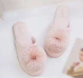 아트리 플라워 쿠션 실내화, 핑크