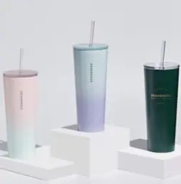 원앤원 스타벅스 빨대 투고 콜드컵 710ml, 핑크블루