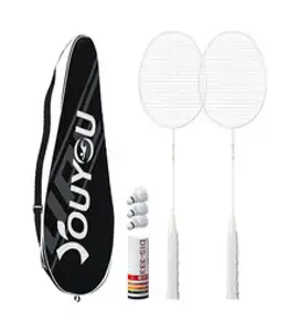 RUN기술 입문용 초경량 카본 배드민턴 라켓 세트 셔틀콕 3개, 화이트