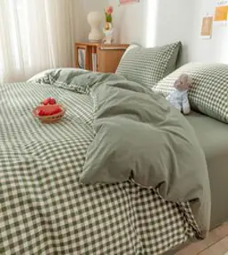 신스엔스 심플 체크 줄무늬 침구 이불커버 4종세트