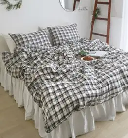 까사베르데 내추럴체크 이불커버, 블랙