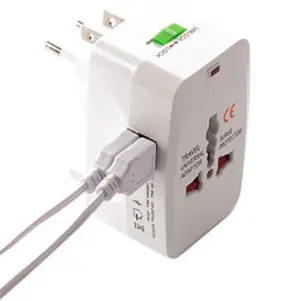 플라이토 해외 여행용 USB 멀티아답터 2포트 + 파우치 JS-1004, 1세트