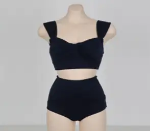 유토밸런 여성용 투피스 솔리드 수영복 상하의 세트, 블랙