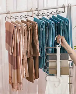 클린팜 5단 바지걸이 다기능 접이식 접는 바지 옷걸이 정리 행거 치마 논슬립 틈새활용, 화이트, 1개