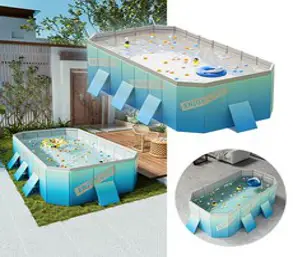 스타일닥터 풀장 에어리스 풀장 원터치 야외 수영장 가족용 조립식 간이 풀장, 디럭스 세트, 라이트블루