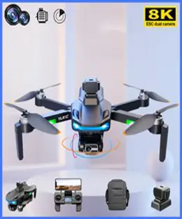 HHSSL 4K 듀얼카메라 자동 장애 회피 접이식 입문용 드론 비행시간 30분, 배터리 2개, 블랙 드론 세트