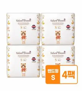 네추럴블라썸 비건기저귀 밴드M(중형) 26매X4팩 울트라슬림 밤기저귀, 상세 설명 참조, 104개
