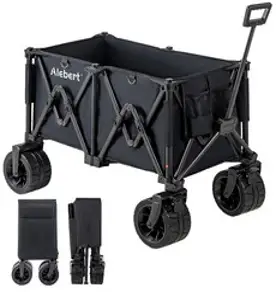 아웃도어 다용도 캠핑 풀딩 웨건 캠핑카트 수납가방 세트 98x52x45cm, 190L, 블랙