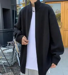 남성용 PDS패션 짱짱한 짜임 기본 디자인 오버핏 반폴라 니트 집업 가디건