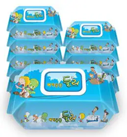 둘리 유아 물티슈 라이트 캡형, 100매, 10팩