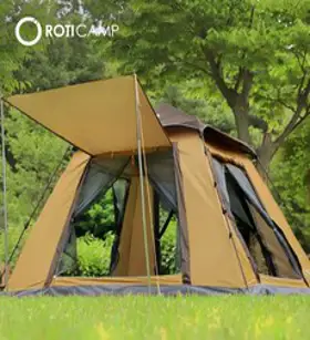 로티캠프 사각 원터치텐트 3-4인용 그늘막 텐트, 샌드카멜