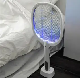 충전식 LED유인 자동 모기 살충 초파리 트랩 전자 파리채 전기 모기채, 화이트