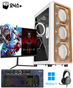오닉스PC 게이밍 컴퓨터 풀세트 PC 롤 로아 발로란트 아이온 서든 배틀그라운드 피파 조립 본체 게임 i5 모니터포함, 7번-문(GM3-문), 24인치-144hz, 오닉스1번