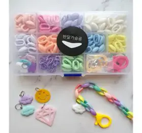 샤론델 크리스탈 비즈 마스크목걸이 만들기 세트 청귤과즙톡톡 타입 (3~4개 제작 줄+본드 포함) / 크리스탈 론델컷 고급마스크목걸이 여성용마스크목걸이, 초보자(실버)