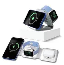 맥세이프 3in1 폴더블 무선충전기 접이식 아이폰 에어팟 애플워치 휴대용 여행용, 화이트, 1개