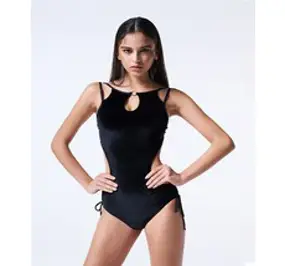 와플 벨벳 모노키니 _블랙, M