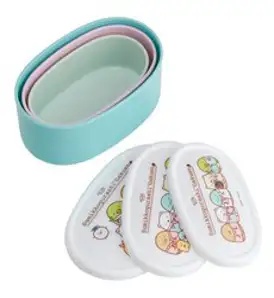 은이온 항균 타원형 도시락통 3p 세트 SRS3SAG, 스밋코구라시, 1세트