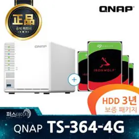 큐냅 TS-364-4G 12TB (4TBx3) 씨게이트 Ironwolf 3년보증 HDD