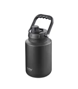 아소부 스테인레스 보온보냉 캠핑 휴대용 미니 워터저그, 블랙, 1L