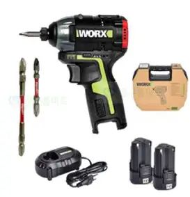 웍스 WU132 충전 임팩 드라이버 드릴 12V 2.0Ah 배터리2개 가정용 전문가 DIY 밀워키 비트 세트, 1세트