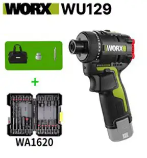 웍스 전기 충전 드릴 스크류 드라이버 WU129 + WA1620 무선 전동 임팩트 드릴, WU129(배터리 충전기 없음)+WA1620