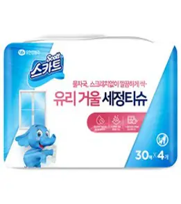 스카트 유리거울세정티슈 30매, 4입