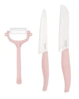 글라스락 베이비 이유식 세라믹 칼 3종 세트, 핑크, 1세트