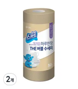스카트 The 버블 일회용 수세미 50p, 베이지, 2개