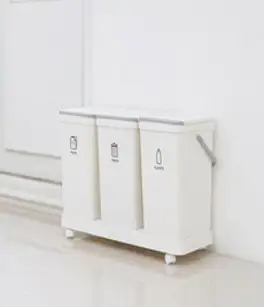 모노플랫 3단 가정용 분리수거함 2.0 재활용 쓰레기통, 화이트 + 그레이, 1세트