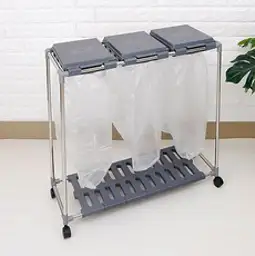 웰굿즈 재활용 분리수거함 3단, Gray, 1개