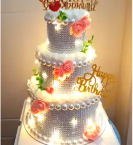 대치동 돈케이크 칠순 환갑 돈 뽑는 나오는 용돈 반전 케이크 완제품, 베이비핑크, 3단+투명상자+LED+지폐봉투20장+해피벌스데이