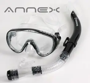 아넥스 일안식 성인 스노쿨링 세트, 블랙/화이트