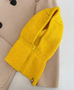 후암마켓 여성 니트 바라클라바 모자 겨울 후드 지퍼 넥워머