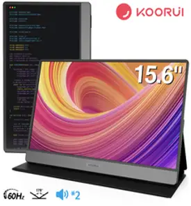 KOORUI 1080P FHD IPS 15.6인치 초슬림 포터블 휴대용 모니터 15B1블랙 [한글 시스템+내장 스피커]