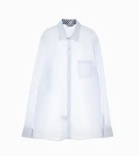 신축성좋은 남자 흰색 교복셔츠 (믹스체크) XL