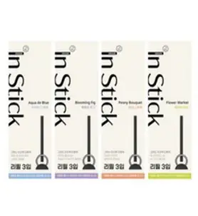 [불스원] 그라스 인스틱 디퓨저 리필 차량용 방향제 아쿠아디블루(3개입), 플라워마켓(3개입), 3개