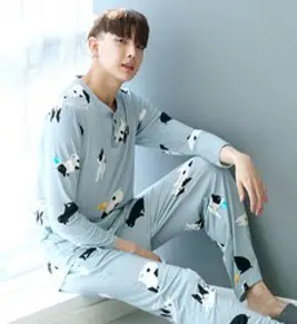 남성용 울트라스판 긴팔 잠옷 상하 세트