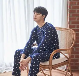 도씨 남성용 피치기모 훌라펫 잠옷 긴팔 상하의 세트