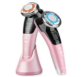 YiYe 갈바닉 얼굴 마사지기구 뷰티디바이스 홈케어 피부관리기 온열 고주파 진동 케어 LED 적청빛 USB충전, YiYe 018, 흰색, YiYe-018