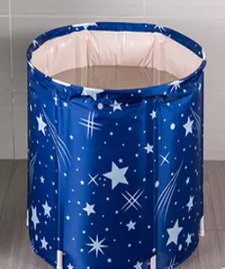 원터치 접이식 1인 가정 사우나 반신 욕조 65 x 70 cm, 블루, 1개