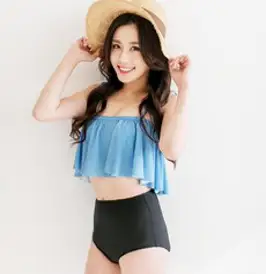 스카이 프릴 하이웨스트 비키니