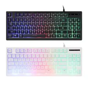 앱코 HACKER K150 텐키리스 레인보우 LED 게이밍 멤브레인 키보드, 화이트