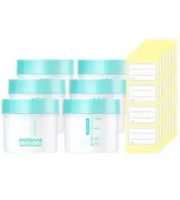 메똔느 이유식용기 150ml x 6p + 라벨스티커 64p, 혼합 색상, 1세트