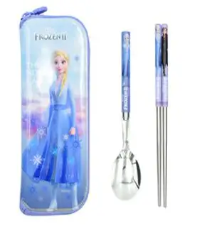 릴팡 겨울왕국2 진공 심플 수저세트 주니어 + 안전 지퍼 수저케이스 엘사 세트, 혼합 색상, 1세트