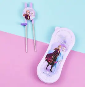 릴팡 겨울왕국2 스텐 교정용 젓가락 와이드 + 케이스 2단계 세트, 혼합색상, 1세트, 젓가락+케이스