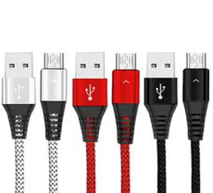 베리어 LED 마이크로 5핀 고속충전 케이블 혼합색 1.2m 3개입, 3개