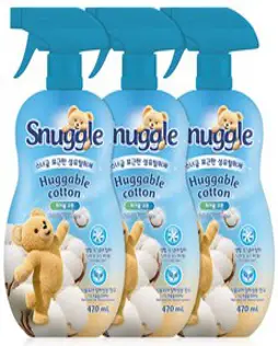 스너글 포근한 섬유탈취제 허거블 코튼 본품, 470ml, 3개